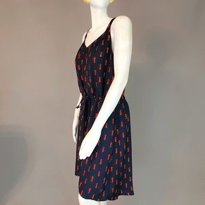 Merona Hi-Lo Seahorse Print Dress Navy Blue/Orange